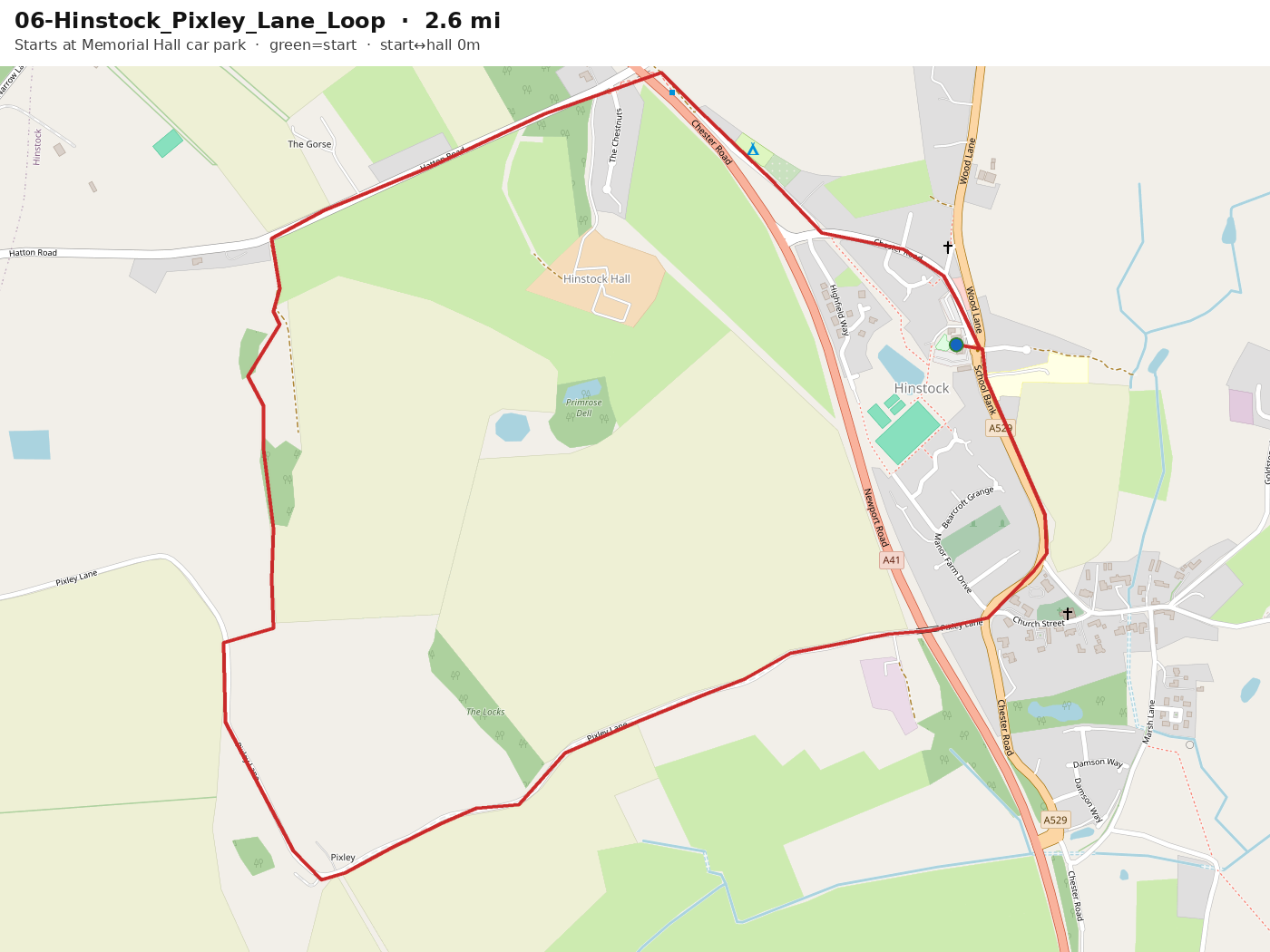 Route map: Pixley Lane Loop